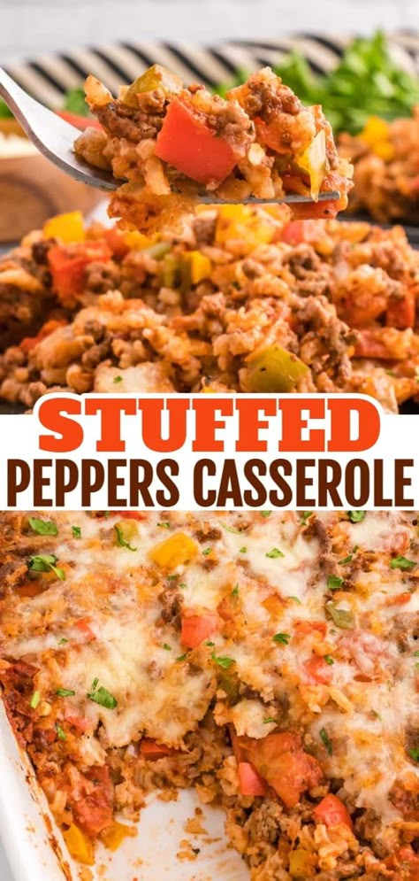 Simple Bell Pepper Recipes, Stuffed Pepper Casserole Dairy Free, Stuff Bellpepper Recipes, One Dish Meals With Ground Beef, Easy Stuffed Bell Peppers Casserole, Stuffed Bell Peppers Instant Rice, Stuffed Peppers Tomato Soup, Recipes To Use Up Bell Peppers, Ground Beef And Peppers Recipe Dinners