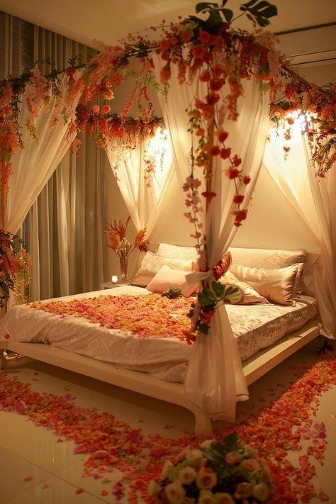 Newlywed Bedroom, Beautiful Ceiling Designs, Wedding Night Room Decorations, Best Master Bedrooms, Bedroom Decoration Ideas, Wedding Room Decorations, Beautiful Bedroom Decor, Dream Bedroom Inspiration, Romantic Bedroom Decor