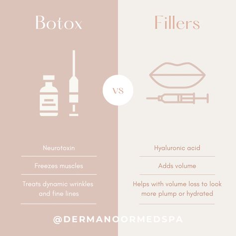 Comparison Botox neurotoxin Dysport versus vs dermal filler fillers lip injection chin jaw jawline liquid nose cheeks augmentation cosmetic Botox Graphic Design, Botox Price List, Botox Aesthetic Beige, Aesthetic Clinic Quotes, Cosmetic Injector Aesthetic, Botox Aesthetic Instagram, Botox Aesthetic Wallpaper, Medspa Marketing Ideas, Botox Content Ideas