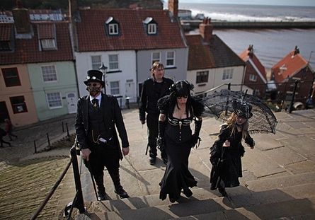 Gothic weekend in Whitby : Gothic weekend in Whitby Whitby Goth Weekend, Yorkshire Towns, Dracula Castle, Victorian Gentleman, Whitby Abbey, Memorial Benches, Le Male, Seaside Towns, Woman Standing