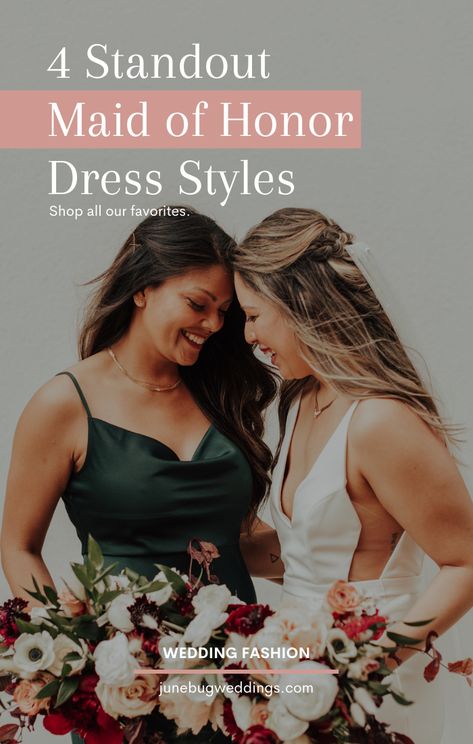 4 Standout Styles for Maid of Honor Dresses | Junebug Weddings Maid Of Honor Dress Different, Wedding Maid Of Honor Dresses, Wedding Maid Of Honor, Maid Of Honor Dresses, Maid Of Honor Dress, Cold Shoulder Gown, Wedding Maids, May Wedding, Floral Wrap Maxi Dress