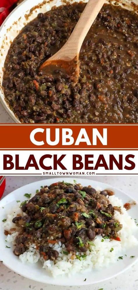 Learn how to make Cuban Black Beans! They're an easy side dish for dinner. Simmered with vegetables and spices, this canned black bean recipe is flavor-packed! Pin this for later! Black Beans Recipes, Vegan Black Bean Recipes, Side Dishes For Dinner, Black Bean Recipe, Cuban Black Beans, Beans Recipes, Dried Black Beans, Black Beans And Rice, Bean Recipe