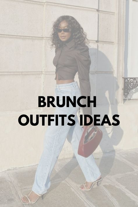 Day Time Drinks Outfit, Outfits Ideas For Brunch, Day Drinks Outfit Spring, Brunch Outfit Jeans Heels, Hot Brunch Outfits, Fancy Breakfast Outfit, Casual Chic Brunch Outfit, Friday Lunch Outfit, Office Brunch Outfit