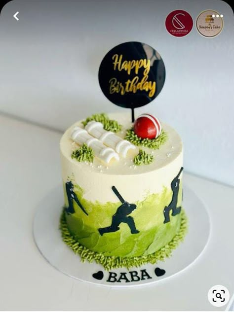 Football And Cricket Theme Cake, Cake Designs Cricket Theme, 10 Year Boy Birthday Cake, Cricket Cake Ideas, Aesthetic Cake For Boys, Cricket Theme Cake Without Fondant, Cricket Theme Cake Birthdays, Birthday Cake For 10 Year Boy, Cricket Cakes For Boys