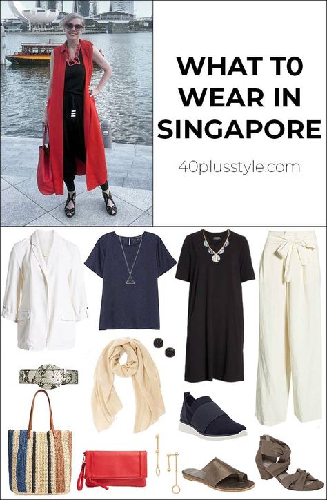 what to wear in Singapore - a guide to packing for your trip to Singapore How To Dress For Singapore, Outfit Ideas Singapore, What To Wear In Singapore Street Style, Singapore Cruise Outfits, Singapore Fashion What To Wear, What To Wear Singapore, Singapore Travel Outfit What To Wear, Singapore Holiday Outfit, Singapore Street Fashion