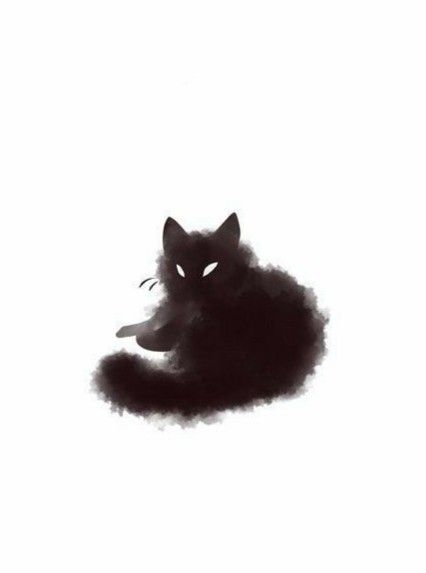 Fluffy Cat Illustration, Cat Silhouette Art, Dnd Props, Fluffy Black Cat, Black Cat Tattoos, Cat Tattoo Designs, Music Artwork, Cat Icon, Fantasy Creatures Art