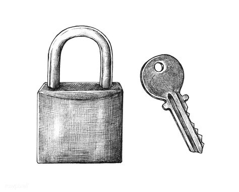 Hand-drawn lock and key illustration | free image by rawpixel.com Lock Drawing, Key Illustration, Key Drawings, Still Life Sketch, Art Markers Drawing, Metal Drawing, Watercolor House Painting, A Level Art Sketchbook, Observational Drawing