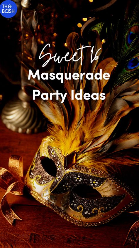 Masquerade parties add a touch of mystery and elegance to any event and have dominated party themes throughout history. 💃 So why not make it your Sweet 16 theme?! ✨ Click here for more ideas and inspo! 🎉 #thebash #Sweet16 #Sweet16theme #Sweet16ideas #Sweet16partyideas #sweet16partytheme #sweet16party #sweet16partyinspo #partyinpiration #partyideas #themedpartyideas #partythemeideas #masquerade #masqueradeparty #masqueradepartytheme #masqueradesweet16 #masqueradethemedparty #maskparty #mystery Ball Theme Sweet 16, Sweet Sixteen Masquerade Party Ideas, Mystery Mask Masquerade Party, 18th Birthday Masquerade Party, Bloodwood Masquerade Party, 18th Masquerade Party, Masquerade Party Activities, Mask Party Decoration, Masquerade Dance Theme