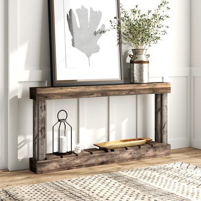 Gracie Oaks Merkle 60" Solid Wood Console Table | Wayfair Rustic Entryway Table, Unique Console Table, Console Table Wood, Rustic Entryway, Entry Decor, Wood End Tables, End Tables With Storage, Wood Console Table, Table Wood