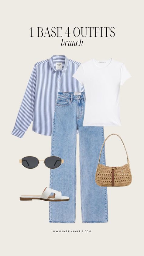 White Jeans Outfit Summer Classy, Casual Lunch Outfit, White Jeans Outfit Summer, Erika Marie, Outfit Ideas Simple, White Tee Jeans, Outfit For Everyday, Mum Style, Outfits Con Camisa