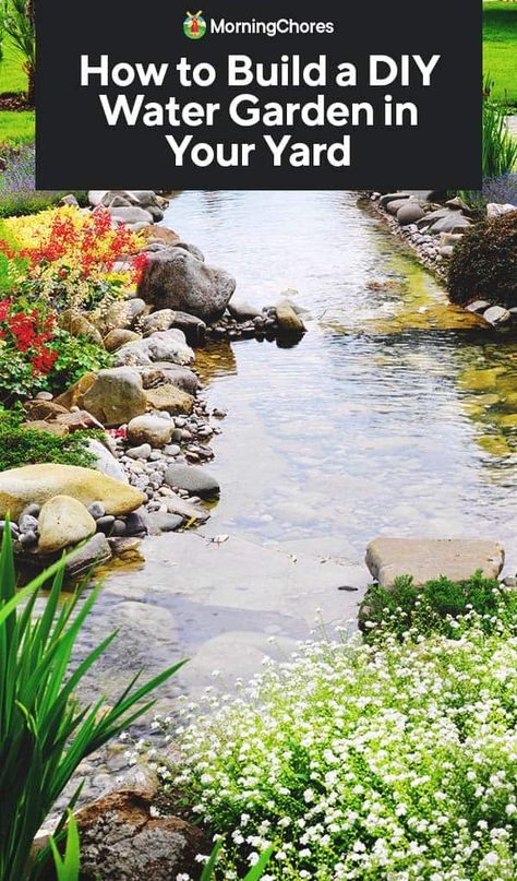 Backyard Stream Diy, Diy Water Garden, Backyard Stream, Diy Garden Ideas, Container Water Gardens, Garden Art Diy Easy, Building A Pond, Tattoo Plant, Indoor Water Garden