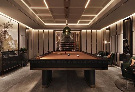 Billard Room Decor Ideas, Billiard Room Ideas Interior Design, Modern Billiard Room, Luxury Bachelor Pad, Luxury Billiard Room, Modern Pool Table, Snooker Room, Ultra Modern Homes, Home Bar Rooms