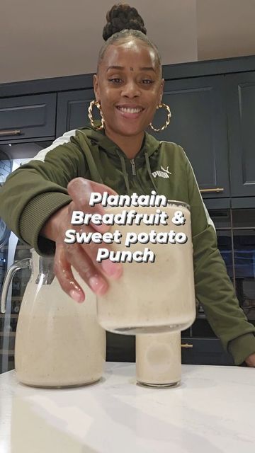 Ital Alex Plant-based chef on Instagram: "Plantain, Breadfruit & Sweet potato punch 👊🏾 😋. This is tun up , you ate going to really enjoy this . Recipe below ⬇️ Recipe Ingredients 1 Plantain 1 medium sized Jamaican sweet potato 1/4 Breadfruit 2 tsp nutmeg 2 tsp Vanilla 1/2 cup oats 1/2 cup walnuts Vegan condense milk (sweeten to your liking) 2 litres Plant based milk (I used oat) Method 1. Steam , sweet potato, plantain and Breadfruit and wait for them to cool down. 2. Blend sweet potato, Breadfruit and plantain with the milk, oats & walnuts 3. Pour into a bowl and add the nutmeg and vanilla , then sweeten with vegan condense milk and stir throughly. Enjoy 😉 #jamaicanpunch #breadfruit #plantainlovers #recipeoftheday" Steam Sweet Potato, Jamaican Sweet Potato, Vegan Condensed Milk, Plant Based Milk, Recipe Ingredients, Recipe Of The Day, A Bowl, Ingredients Recipes, Sweet Potato