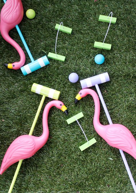 DIY Pink Flamingo Party Ideas - The Cottage Market Alice In Wonderland Croquet, Plastic Flamingo, Bachelorette Brunch, Croquet Set, Pool Party Games, Fantasy Party, Alice In Wonderland Tea Party Birthday, Alice In Wonderland Wedding, Mad Hatter Party