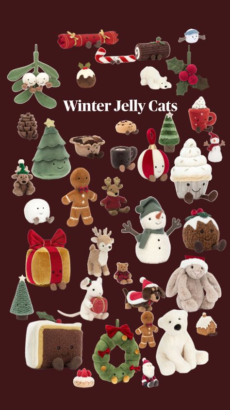 Jelly Cat Crochet, Jellycat Crochet, Jellycat Collection, Christmas List Items, Girly Christmas Gifts, Cute Christmas Ideas, Cat Winter, Jelly Cat, Jellycat Stuffed Animals