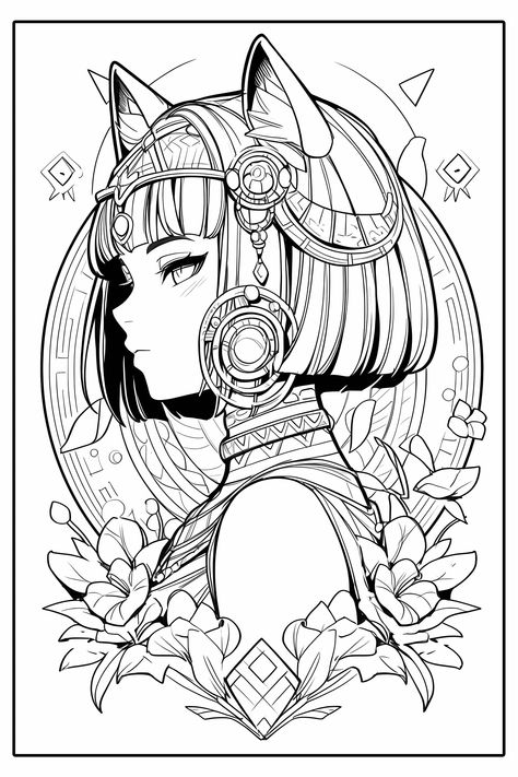 Colouring Pages For Adults Mandala, Art Nouveau Coloring Pages, Art Ideas To Draw, Artist Coloring Pages, Aesthetic Colouring Pages, Coloring Pages Of People, Coloring Lineart, Fantasy Coloring Pages, Manga Coloring Pages