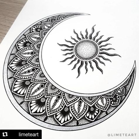 Mandala Making, Phoenix Tattoo For Men, Luna Tattoo, Sun And Moon Mandala, Flower Of Life Tattoo, Chest Tattoo Ideas, Stunning Tattoos, Sun Mandala, Moon Mandala