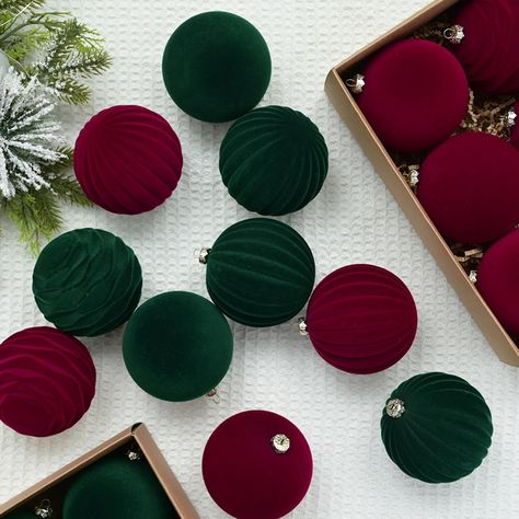 PRICES MAY VARY. 【Christmas Balls】You will get 24 Pcs velvet Christmas ornaments with different colors.The diameter of each Christmas ball is 3.1 inches / 8cm. Large size for Christmas tree decorations. 【Premium Material】Velvet ornaments are made of plastic material, which is strong and durable, not easy to break, shatterproof. High quality velvet wraps around the Christmas balls, and the top velvet features pleats that add charming to your Christmas tree. 【Velvet Ornaments】Velvet ornaments for Velvet Christmas Ornaments, Xmas Baubles, Velvet Christmas, Flocked Christmas Trees, Xmas Tree Ornament, Red Ornaments, Ball Decorations, Outdoor Holiday Decor, Green Christmas Tree