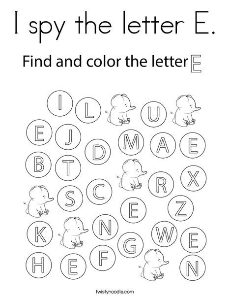 I spy the letter E Coloring Page - Twisty Noodle Letter E Dot Page, The Letter E Activities For Preschool, Letter E For Preschoolers, Letter Ee Worksheets, E Worksheets Preschool, Letter E Coloring Page, E Coloring Page, Teacher Papers, Letter E Activities