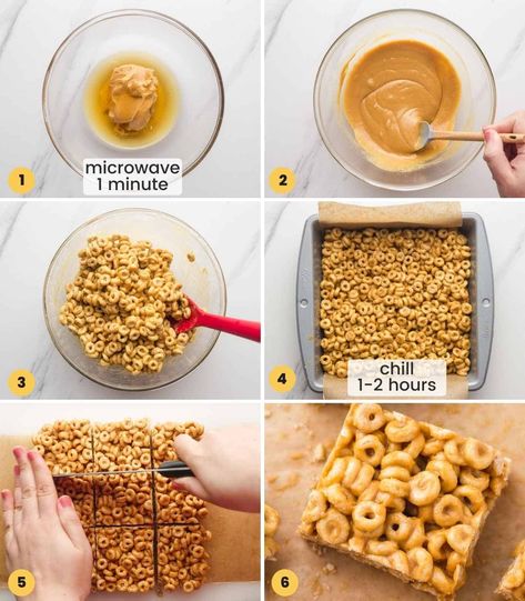 Peanut Butter Cheerio Bars are a sweet treat packed with crispy cereal, and creamy peanut butter that are so delicious and super simple to make. Cheerio Treats, Cheerios Recipes, Peanut Butter Cheerio Bars, Crunchy Food, Cheerio Bars, Pantry Ingredients, Cereal Treats, Baby Snacks, School Snack