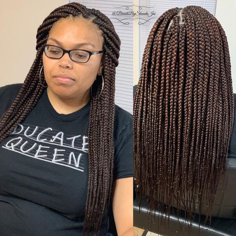 Mid Length Box Braids With Curly Ends, Regular Box Braids Medium, Box Braids Length Mid Back, Medium Box Braids Mid Back, Medium Size Box Braids Mid Back, Small Medium Box Braids Mid Back, Box Braid Small Medium, Medium Sized Braids, Mid Back Box Braids