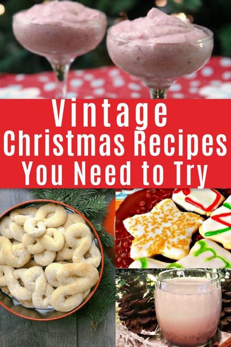 Vintage Christmas recipes can bring back memories of past Christmases and help keep family traditions alive. This year bring out some of your old favorites and try some of these as well. Plus check out a terrifying vintage recipe you'll want to skip. Nostalgic Christmas Recipes, Retro Christmas Desserts, Old Fashioned Christmas Recipes Sweets, Christmas Desserts Old Fashioned, 1950s Christmas Dinner, Appalachian Christmas Recipes, Traditional American Christmas Food, Old Fashioned Christmas Food, Vintage Christmas Appetizers