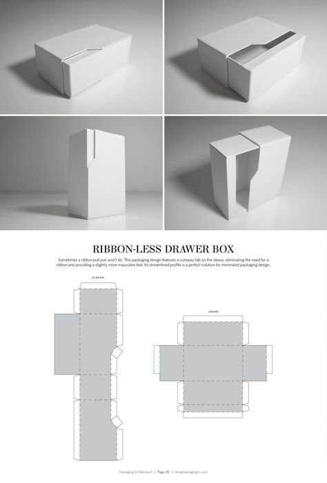 Ribbon-Less Drawer Box – FREE resource for structural packaging design dielines Unique Packaging Box, Origami Kutu, Structural Packaging, Packaging Dielines, Templat Kotak, Pola Kotak, Diy Rangement, Packaging Template Design, Packaging Diy