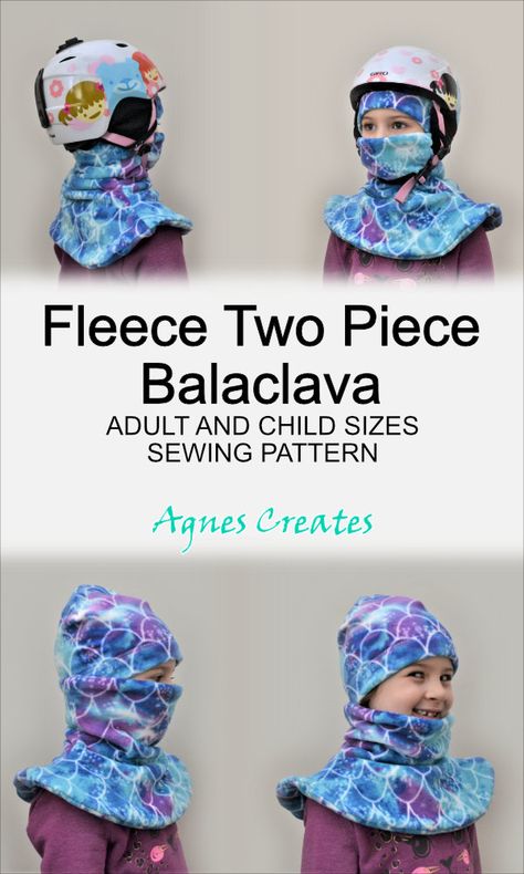 How To Sew A Fleece Balaclava PDF Pattern - Agnes Creates Balaclava Kids Free Sewing Pattern, Free Balaclava Sewing Pattern, How To Make A Balaclava, Balaclava Pattern Sewing, Balaclava Sewing Pattern, Diy Balaclava, Winter Hat Sewing Pattern, Beanie Sewing Pattern, Balaclava Pattern