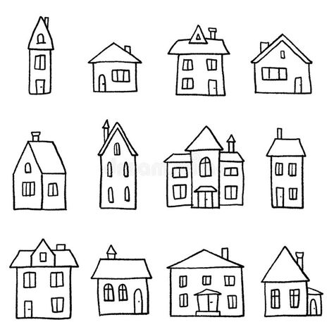 Simple House Drawing, House Doodle, Dibujo Simple, Arte Doodle, Sketch Note, Cartoon House, House Sketch, House Illustration, Doodle Illustration