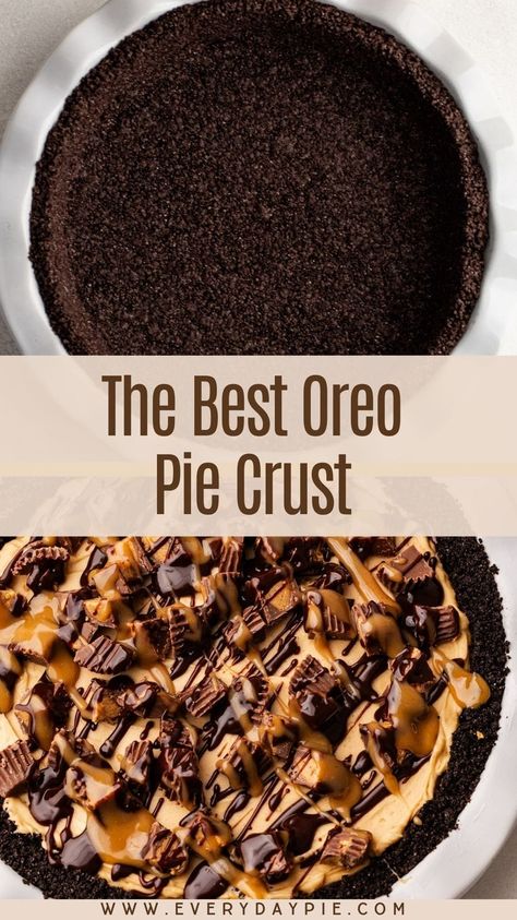 Oreo Crumb Crust, Oreo Cookie Crust Desserts, Oreo Crust Pie Recipes, Oreo Cookie Pie Crust Recipe, Oreo Crust Desserts, Pb Pie Recipe, Oreo Pie Crust Recipe, Oreo Cookie Pie Crust, Easy Oreo Pie