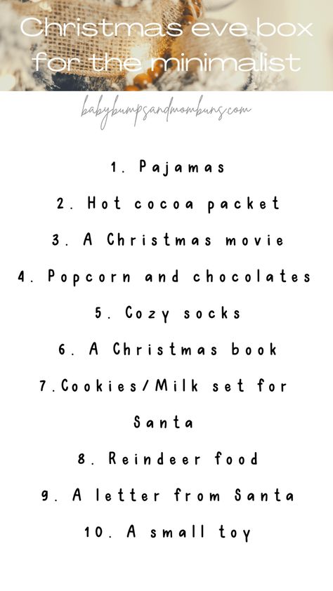 10 simple ideas of what to put in a Christmas Eve box for the Minimalist Gifting Cookies, Things To Do On Christmas, Christmas Eve Box Ideas, Pajamas For Christmas, Christmas Eve Night, Christmas Eve Boxes, Its Christmas Eve, Christmas Eve Traditions, Winter Things