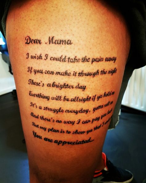 Made this week... #dearmama #2pac #tupac #tupacshakur #lyrics #lettering #script #tattoo #inked #inkedup #cheyennetattooequipment #dordrecht #learning #practice #setgoals 2pac Lyrics Tattoo, 2pac Quotes Tattoos, Tupac Lyrics Tattoo, 2pac Quote Tattoo, Tupac Quote Tattoo, Tupac Inspired Tattoos, Dear Mom Tattoo, Dear Mama Tattoo, 2pac Tattoos Ideas