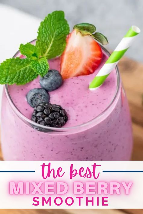 Yogurt Protein Shake, Greek Yogurt Smoothie Recipes, Berry Smoothie With Yogurt, Triple Berry Smoothie, Smoothie Without Yogurt, Berry Protein Smoothie, Greek Yogurt Smoothie, Yogurt Shake, Protein Powder Smoothie