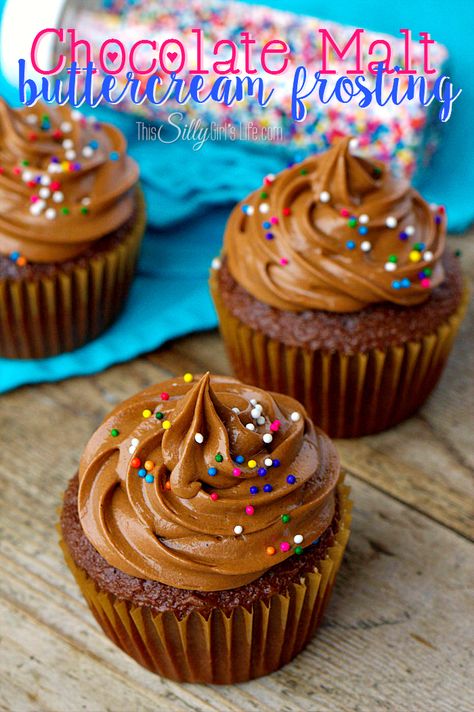 Sugar Free Frosting Recipe, Cupcakes With Chocolate Frosting, Chocolate Buttercream Frosting Recipe, Sugar Free Frosting, Gluten Free Chocolate Cupcakes, Confetti Cupcakes, Cupcakes With Chocolate, Chocolate Whipped Cream, Chocolate Malt