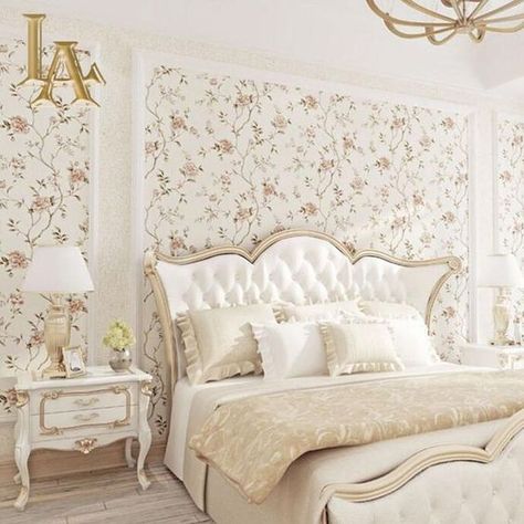 54 Lovely Floral Wallpaper Ideas For Bedrooms - DigsDigs European Wall Design For Bedroom, Wallpaper Backgrounds For Room, Wallpaper Panels Bedroom, Wall Papered Bedroom, Wall Papering Ideas Bedroom, Wallpaper For Bedroom Modern, Bedroom Inspirations Wallpaper, Bedroom Screens, Bedroom Wallpaper Ideas