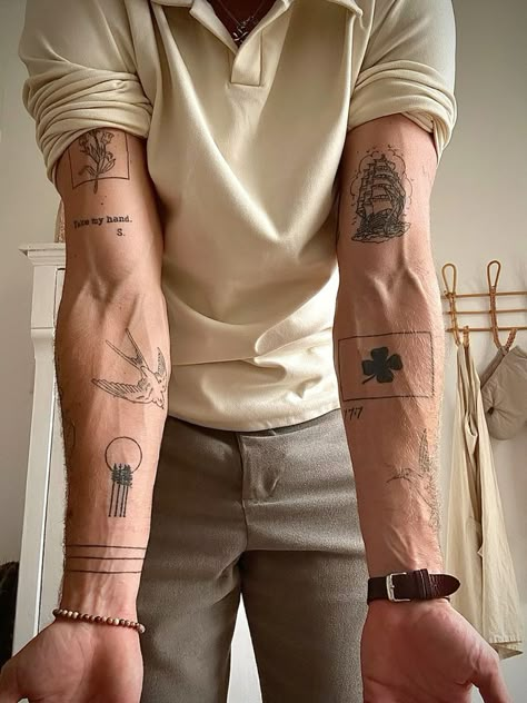 Minimalist Tricep Tattoo, Lower Bicep Tattoo, Piece Sleeve Tattoo, Tattoo Placement Men, Forearm Patchwork Tattoo, Card Tattoos For Men, Checkered Flag Tattoo, Inner Arm Tattoo For Men, Biceps Tattoo