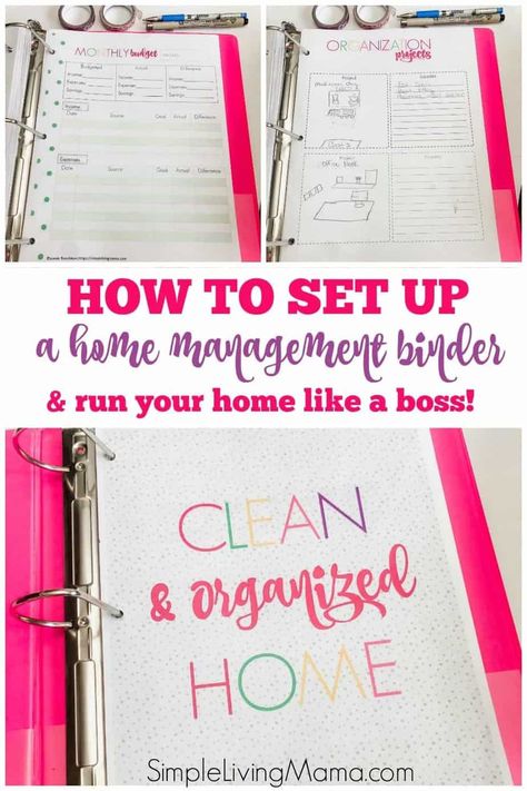 How To Make a Home Binder - Home Management Binder Set-Up - Simple Living Mama Homemaking Binder, Home Organization Binders, Family Binder, Household Binder, Home Binder, Life Binder, Household Management, School Info, Home Management Binder