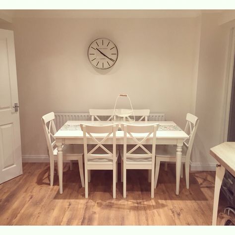 Kitchen Table - IKEA #ingatorp #homedecor #shabbychic #laurashley Ikea Ingatorp, White Dining Room Table, Bedroom Furniture Uk, Ikea Dining Room, Cottage Dining Rooms, Table Ikea, Ikea Ideas, Ikea Table, Coastal Bedroom Decorating