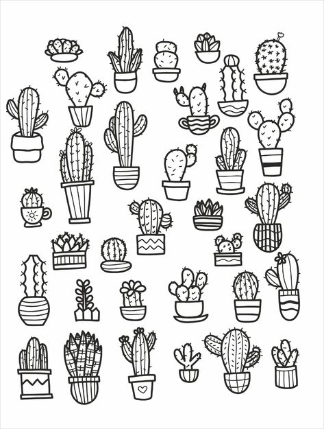 Cactus Set. Cactus Panel. Cactus in Pot Wall Art. Succulent in | Etsy Cactus Tattoo Small, Succulent In Pot, Cactus In Pot, Cactus Doodle, Pot Wall, Cactus Tattoo, Cactus Drawing, Arte Doodle, Canvas Art Quotes