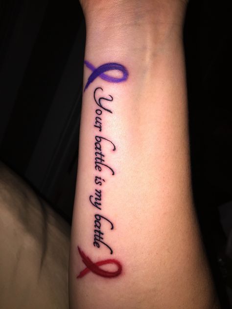 Your Battle Is My Battle Tattoo, Rett Syndrome Tattoo, Shelby Tattoo, Lymphoma Tattoo, Purple Ribbon Tattoos, Anklet Tattoos For Women, Pink Ribbon Tattoos, Rett Syndrome, Cute Finger Tattoos