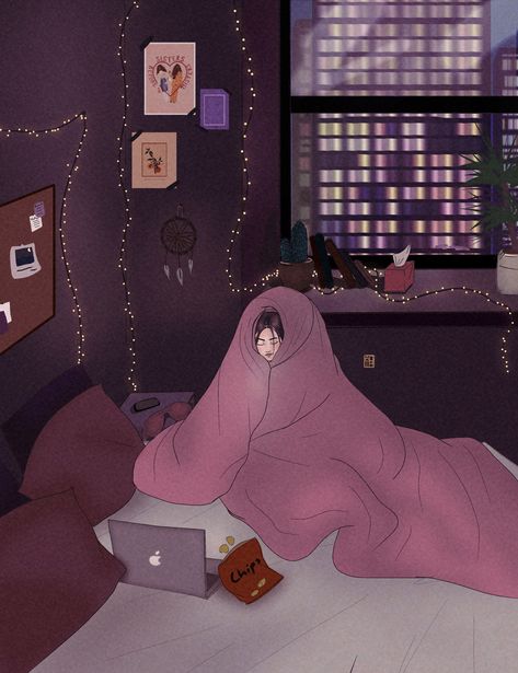 Watching Movies Aesthetic, Kino Box, Bedroom Drawing, Gif Lucu, Seni Cat Air, Illustration Art Girl, Movies Aesthetic, Night Vibes, Watching Movies