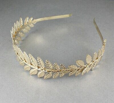 Gold shiny Laurel Leaf crown Leaves headband hair band greek toga roman costume | eBay Greek Mythology Crown, Toga Party Ideas, Apollo Costume, Toga Roman, Toga Ideas, Roman Crown, Greek Goddess Wedding Dress, Greek Inspired Dress, Laurel Leaf Crown