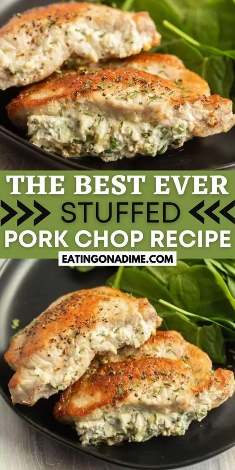 Pork Loin Chops Recipes, Baked Stuffed Pork Chops, Stuffed Pork Chops, Pork Chop Recipes Baked, Pork Chop Dinner, Stuffed Pork, Pork Loin Chops, Pork Dinner, Grilled Pork Chops