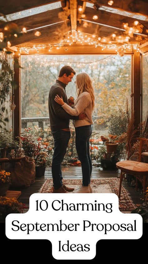 A romantic September proposal with cozy fall vibes, featuring outdoor and indoor settings perfect for creating unforgettable moments. Outdoor Fall Proposal Ideas, Intimate Wedding Proposal, Unique Ways To Propose, Intimate Proposal Ideas, Fall Proposal Ideas, Ways To Propose, Cozy Outdoor, Perfect Proposal, Wedding Proposals