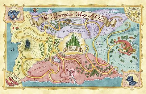 Fantasy Posters, Land Of Oz, Barn Wood Frames, The Wizard Of Oz, Lewis Carroll, Canvas Print Display, Trends International, Illustrated Map, The Wizard