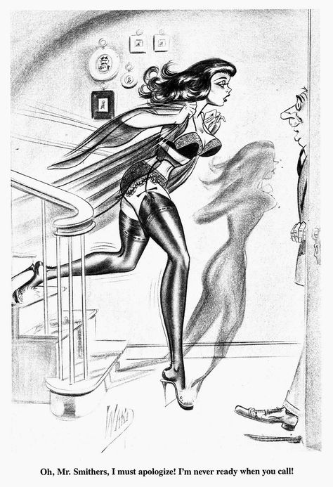 BLACK 'N' WHITE AND RED ALL OVER: POST # 51 - THE WOMEN OF BILL WARD Bill Ward Art, Bill Ward, Pin Up Poses, Pinup Art, Girl Artist, Drawing Artist, Cartoon Jokes, Pin Up Art, Vintage Pinup