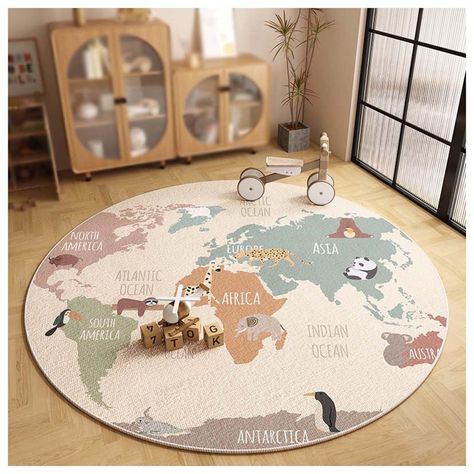 Around The World Map Kids Play Area Cotton Bottom Round Carpet(B,60cm/24in/1.9ft) : Amazon.ca: Home World Map Rug, Dinosaur Rug, Map Rug, Sport Decor, Kids Play Area, Round Rugs, Kid Room Decor, Floor Mats, World Map