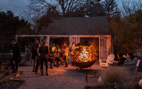 upcycled steel mooring buoys by US architect/artist Sandra Vlock. Winter Backyard, Fire Pit Party, Outside Fireplace, Outdoor Fire Pit Designs, Outdoor Fireplace Designs, Fire Pit Ring, Backyard Buildings, Jacuzzi Outdoor, Fire Pit Designs