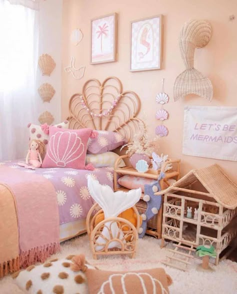 Peach Bedroom, Girl Room Inspiration, Kids Rooms Inspo, Mermaid Bedroom, Big Girl Bedrooms, Toddler Girl Room, Home Decor Idea, Toddler Rooms