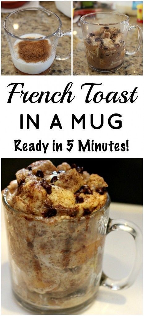 French Toast in a Mug by princesspinkygirl:  2 steps, 1 dish - ready in 5 minutes #French_Toast #Mug #Quick Easy breakfast Easy One Person Breakfast Ideas, Easy 5 Minute Breakfast Recipes, Breakfast Ideas One Person, 5 Minutes Breakfast Ideas, Single Breakfast Ideas, 1 Minute Microwave Recipes, Crazy Cake In A Mug, Easy Breakfast Ideas For One Person, Easy Breakfast For One Person